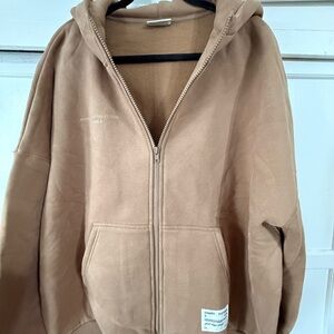 Tan Zip-Up Hoodie